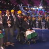 Indian power-lifting paralympic champion Rajrender Singh Rahelu (right) is pictured here as part of the Indian contingent