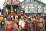 Chariot Procession for Thaipusam on London Uxbridge Road, West Ealing near popular Amman Temple