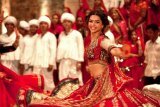 Bollywood star Deepika Padukone enacting a garba dance move in the epic film Goliyon ki Rasleela Ram Leela