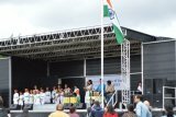 Flag hoisting and children singing patriotic song at Indian Independence Day celebrations at Osterley Gymkhana in 2013