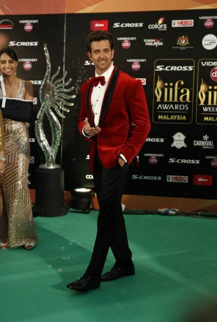 Hrithik Roshan looked handsome in a bold red tuxedo