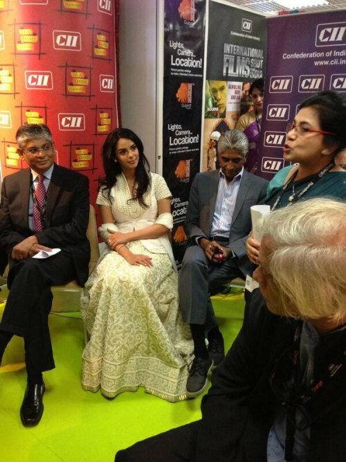 Mallika shared space with Arun Singh, the Indian Ambassador to France and Ashok Amritra, the Indian American filmmaker 