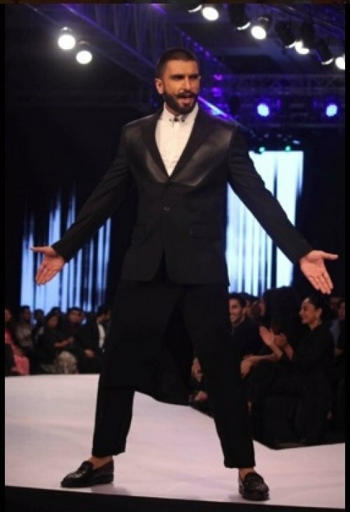Ranveer Singh as his usual zany and lovable personality on the ramp at GQ Fashions Night