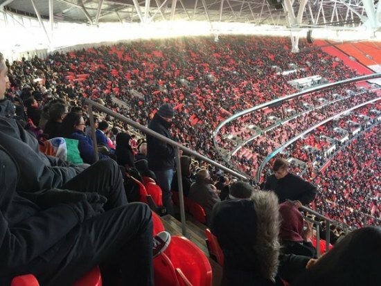 The massive crowd at Wembley ready to give Indian Prime Minister Narendra Modi a roaring welcome