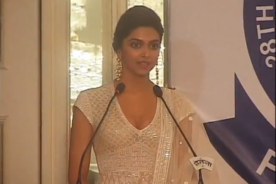 Deepika Padokone in an Abu Jani Sandeep Khosla anarkali suit at Priyadarshni Global Awards