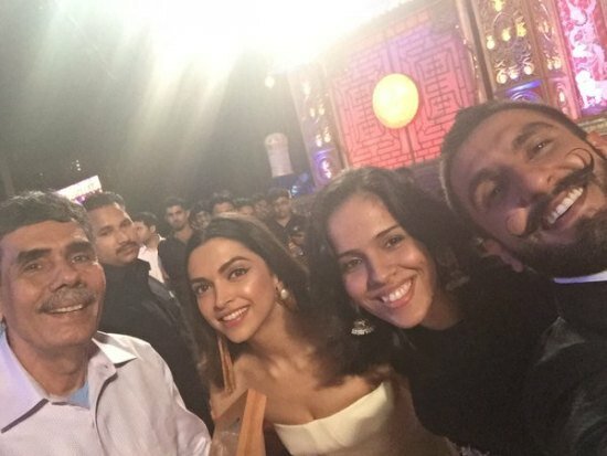 Deepika Padukone, Ranveer Singh and Saina Nehwal at the Big Star Entertainment awards event