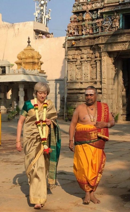Many billed May's saree look as elegant and praised her sensitivity to Indian culture