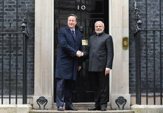 The Indian PM poses with British PM at the official UK PM residence 10 Downing Street