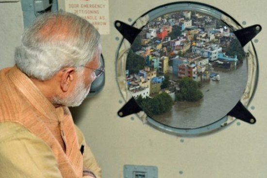 Narendra Modi Chennai Floods visist photo by PIB causes mockery
