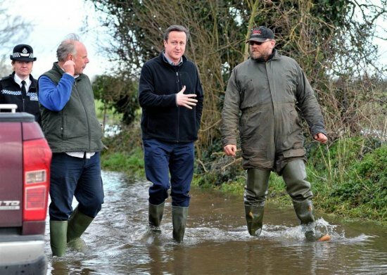 One Twitter user gives example of Britain's ex-PM David Cameron assessing flood rescue efforts