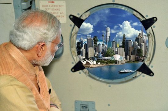 One mocked photo showing PM travelling to futuristic Gujarat