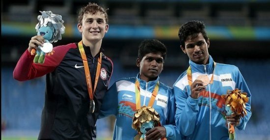 Paralympics gold medalist Thangavelu shares podium with another Indian Varun Singh Bhati who bagged bronze for same high jump event