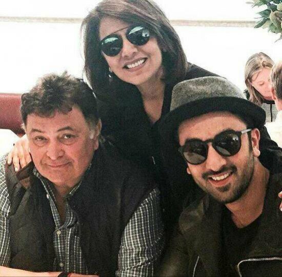 Ranbir Kapoor, Rishi Kapoor and Neetu Singh celebrated Riishi Kapoor's 62nd Birthday with lunch at London bistro Le Petit Maison in Mayfair