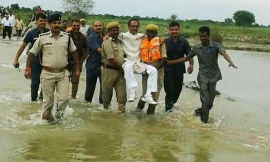 Shivraj Singh Chauhan MP CM - flood image billed insensitive