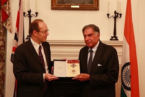 Sir James Bevan awards Ratan Tata with GBE