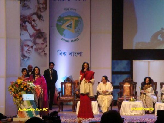 Sushmita Sen in a red saree at the KIFF award ceremony