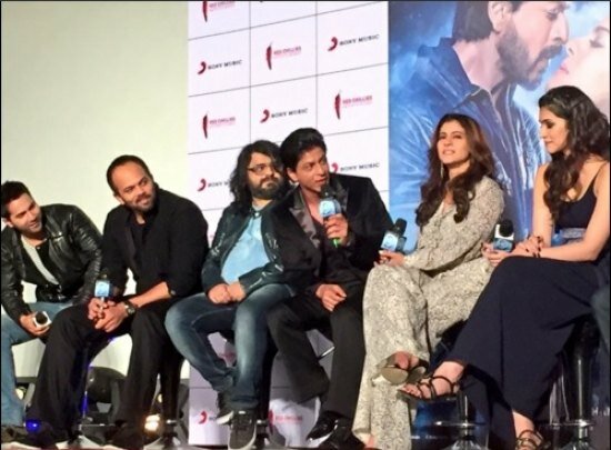 Team Dilwale answering questions at the launch of Gerua song