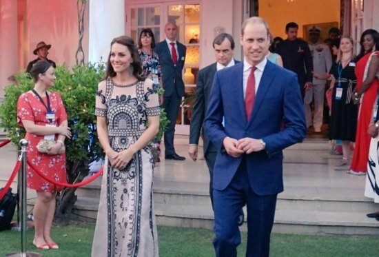 The Duke and Duchess arrive at The Queen's Birthday Party in Delhi on Day 2 of their visit