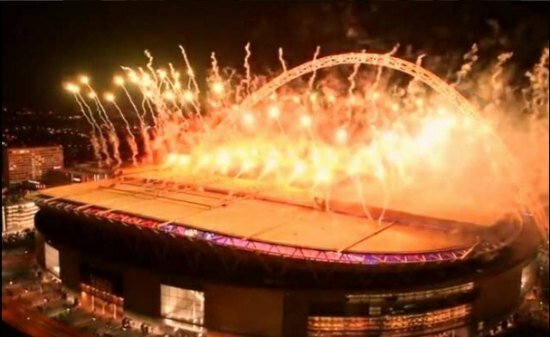 The spectacular fireworks displayed at Wembley stadium welcoming Modi