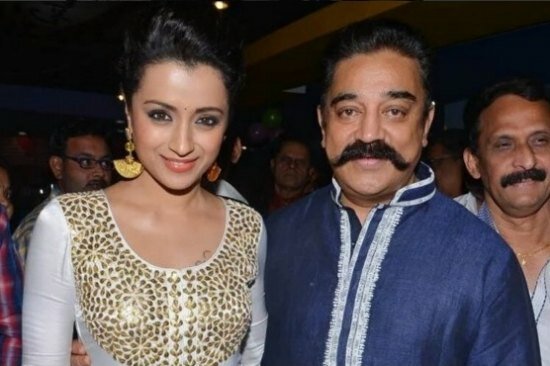 Trisha Krishnan and Kamal Hassan in Hyderabad for Cheekati Rajyam premiere