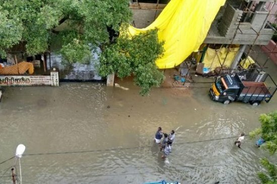 Waterlogging in Chennai streets as heaviest rainfall in a century lashes the city